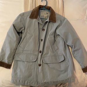 L.L. Bean Women's Blue Cargo Corduroy button jacket coat Small Petite Vintage
